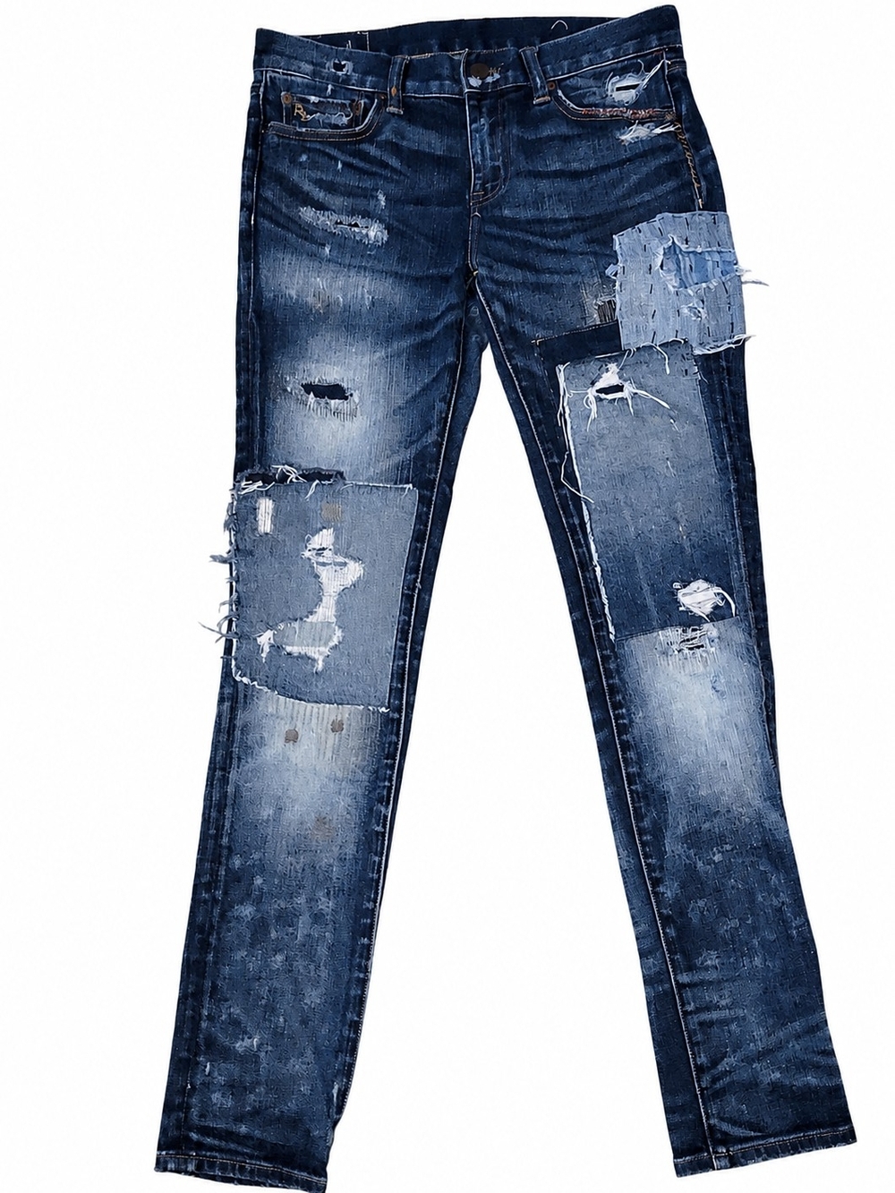 Polo Ralph Lauren Tompkins Skinny Jeans Women's Size 29 Distressed Patchwork